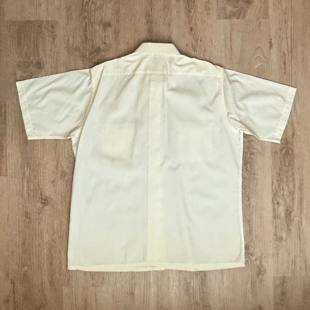 Vintage 80s Christian Dior Short Sleeve Button Shirt Cream XL Made in Korea - Picture 2 of 5